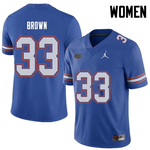 NCAA Florida Gators Mack Brown Women's #33 Jordan Brand Royal Stitched Authentic College Football Jersey VYZ2864ED